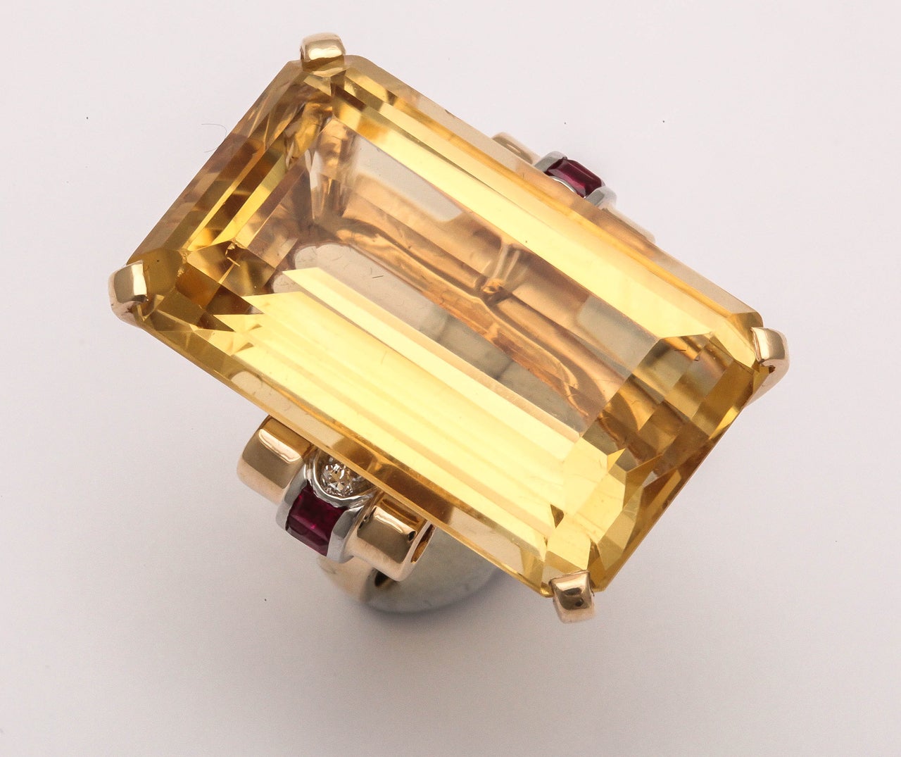 Retro Citrine Topaz Ruby Diamond Gold Cocktail Ring 4